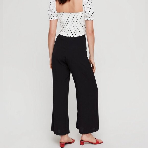 Aritzia Wilfred Black Pernelle Wide Leg Kick Flare Trousers size S - Picture 3 of 16